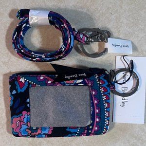 NWT Vera Bradley HAYMARKET PAISLEY Zip ID Case & Lanyard Set